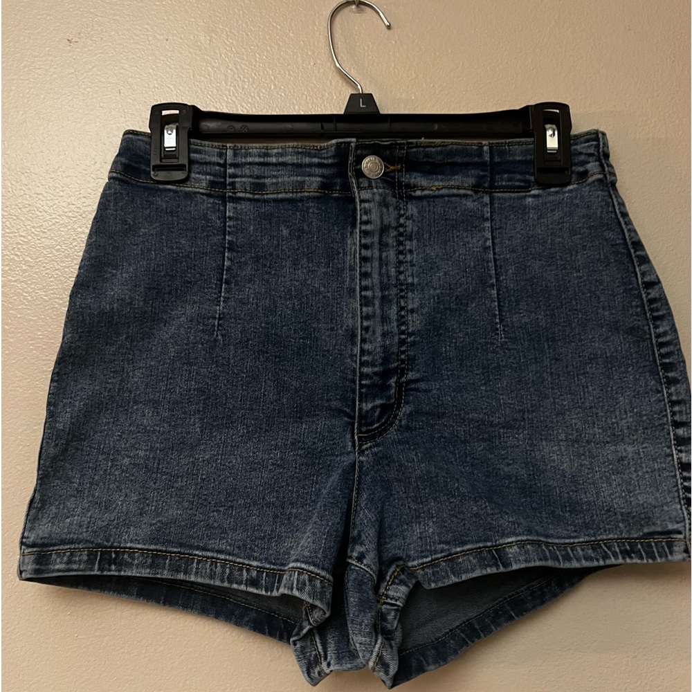 High rise , denim, shorts
